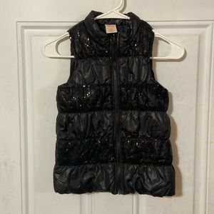 Black Puffer vest with sequins faded glory